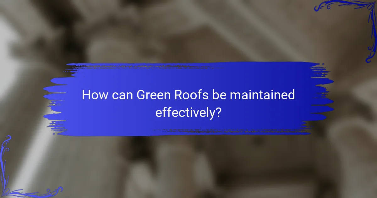 How can Green Roofs be maintained effectively?