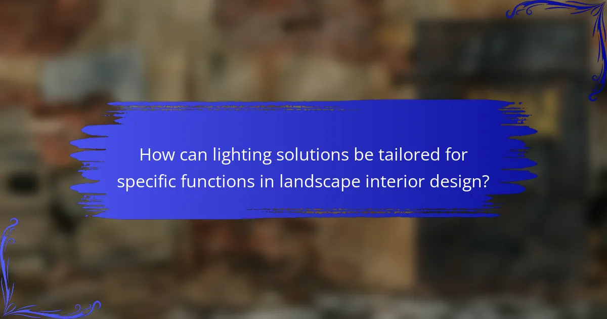 How can lighting solutions be tailored for specific functions in landscape interior design?