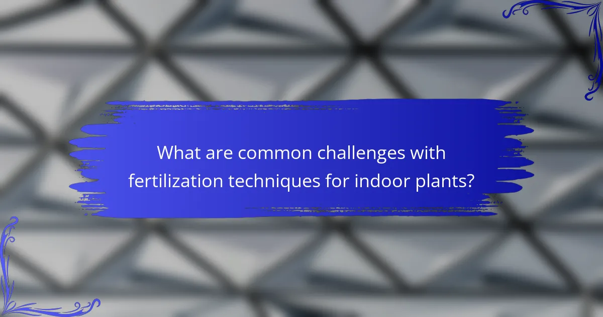 What are common challenges with fertilization techniques for indoor plants?