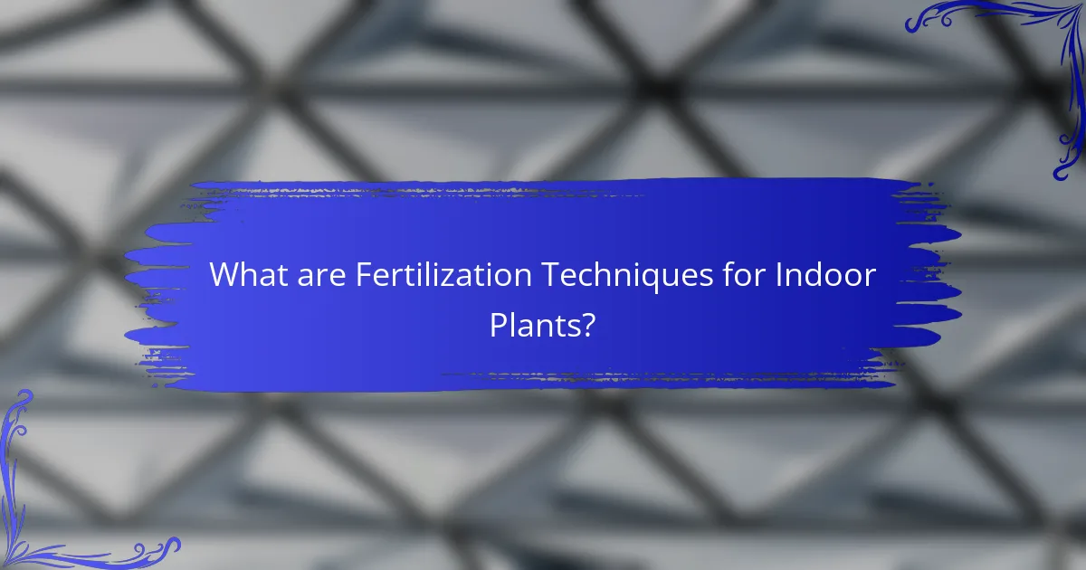 What are Fertilization Techniques for Indoor Plants?