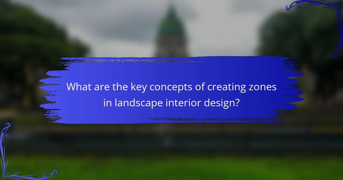 What are the key concepts of creating zones in landscape interior design?